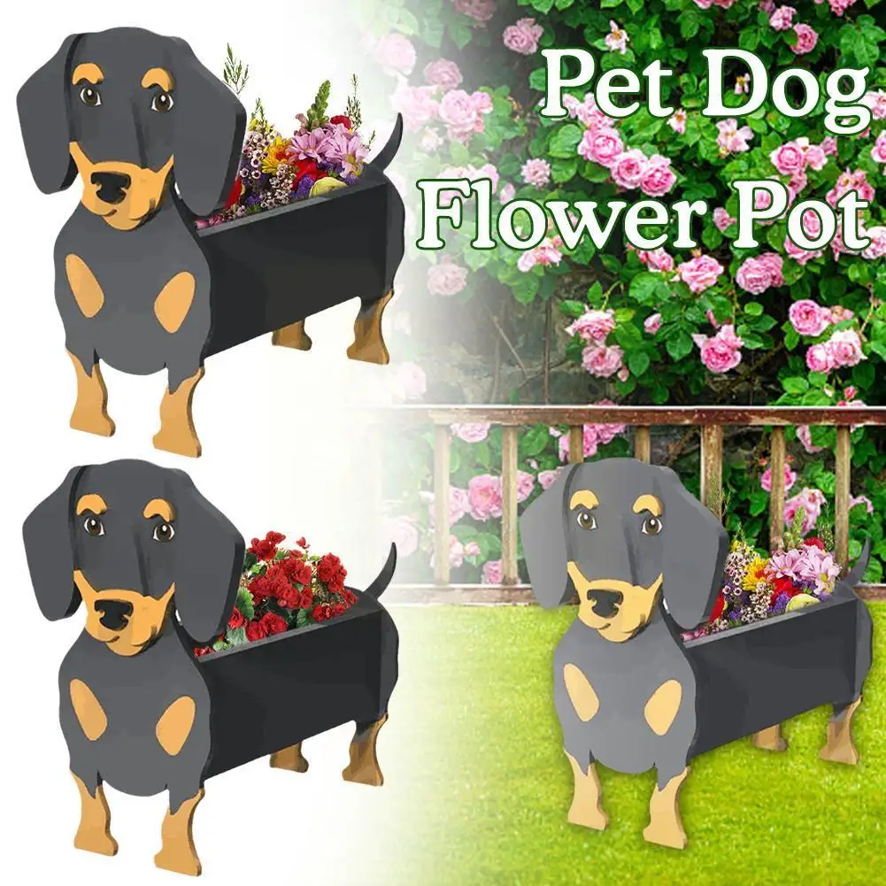 

NEW Cute Animal Shaped Flower Planter PVC Pet Dog Potted Garden Yard Decoration Plant Container Holder For Outdoor Indoor P H6R2