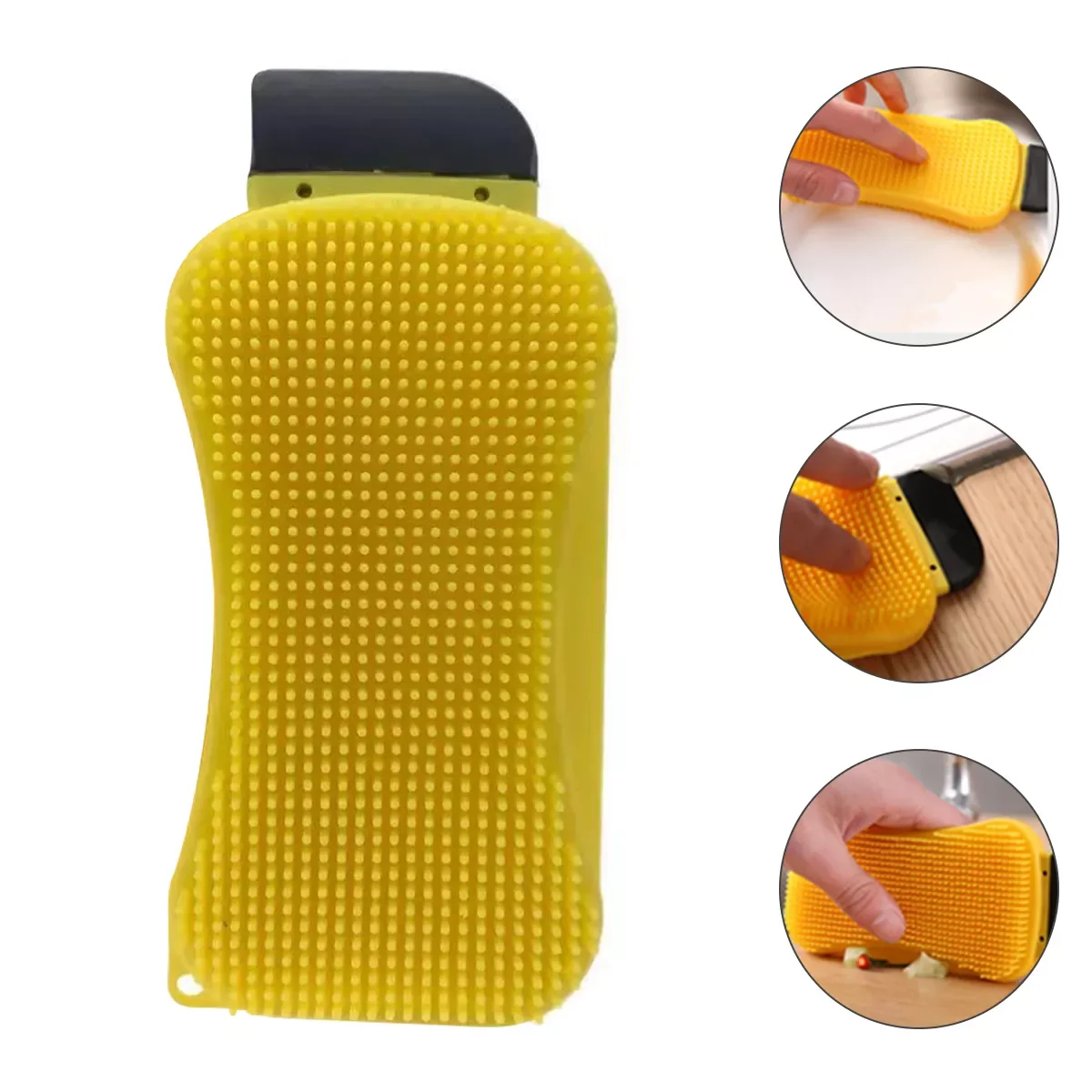 

NEW2023 New 3 in 1 Kitchen Cleaning Tool Sponge Brush Silicone Cleaning Brush Wash Pan Dish Bowl Sponge Scraper With Soap Dispen