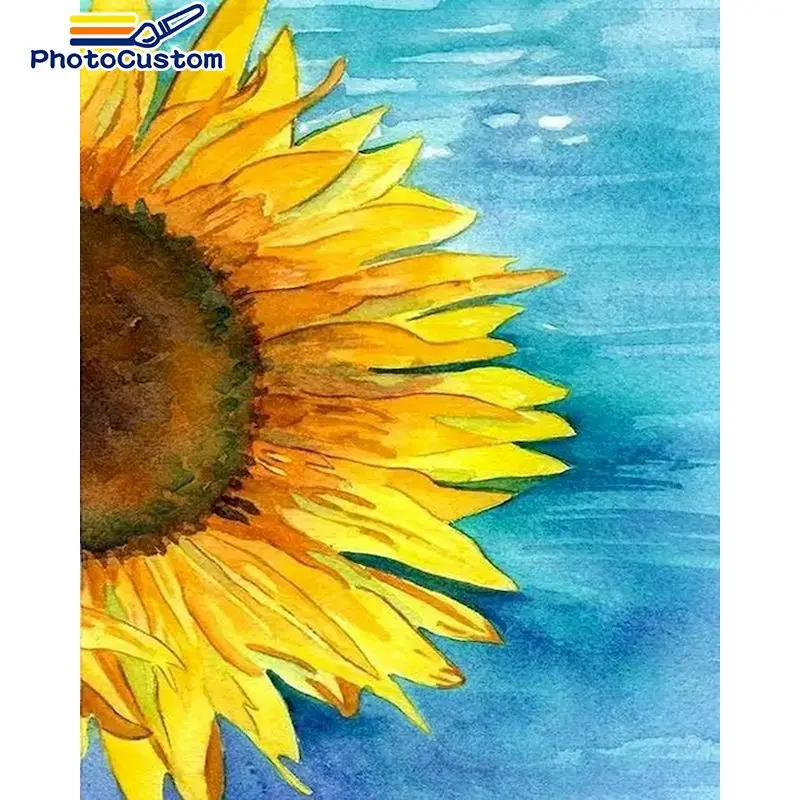

PhotoCustom Paint By Number Sunflower Drawing On Canvas Hand Painted Painting Art Gift DIY Pictures By Numbers Kits Home Decor