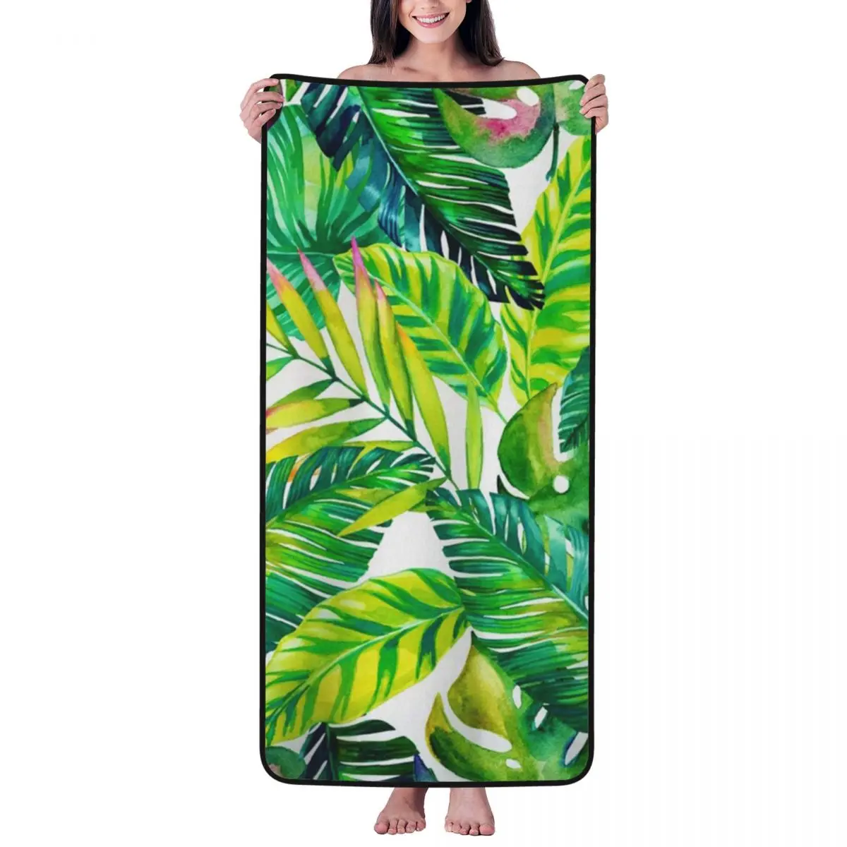 

Tropical Hawaiian Palm Leaves Beach Towel for Adult Kids Microfiber Bath Towel Blanket for Camping Swim Pool Travel Beach Gym