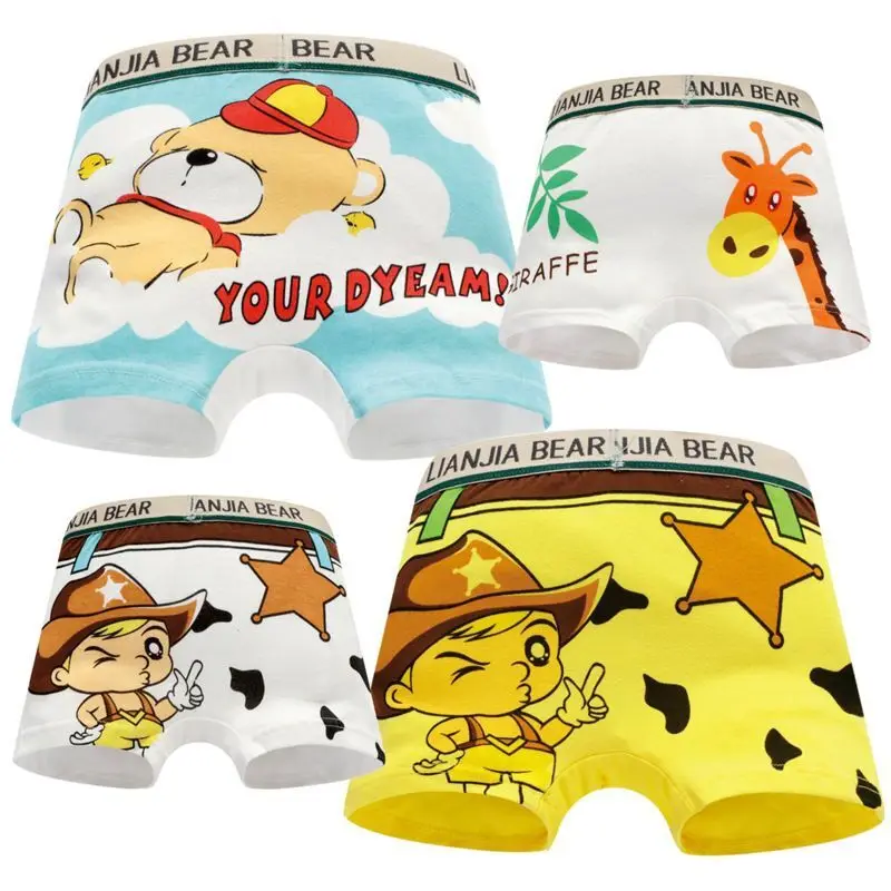 4 шт./лот шорты для мальчиков детское нижнее белье хлопковые боксеры детские