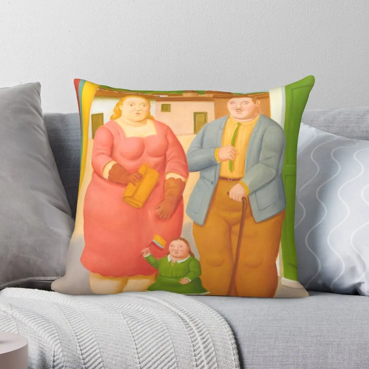 

Fernando Botero Fiesta Nacional Square Pillowcase Polyester Linen Velvet Creative Zip Decor Pillow Case Home Cushion Cover 45x45