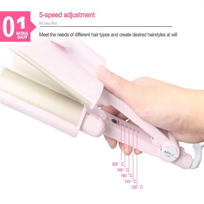 Пушистые щипцы для завивки волос керамические трехтрубные противоожоговые