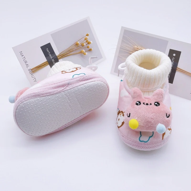 Детские Ботильоны С 3D Мультяшным Кроликом Мягкие Помпоны Теплые Для