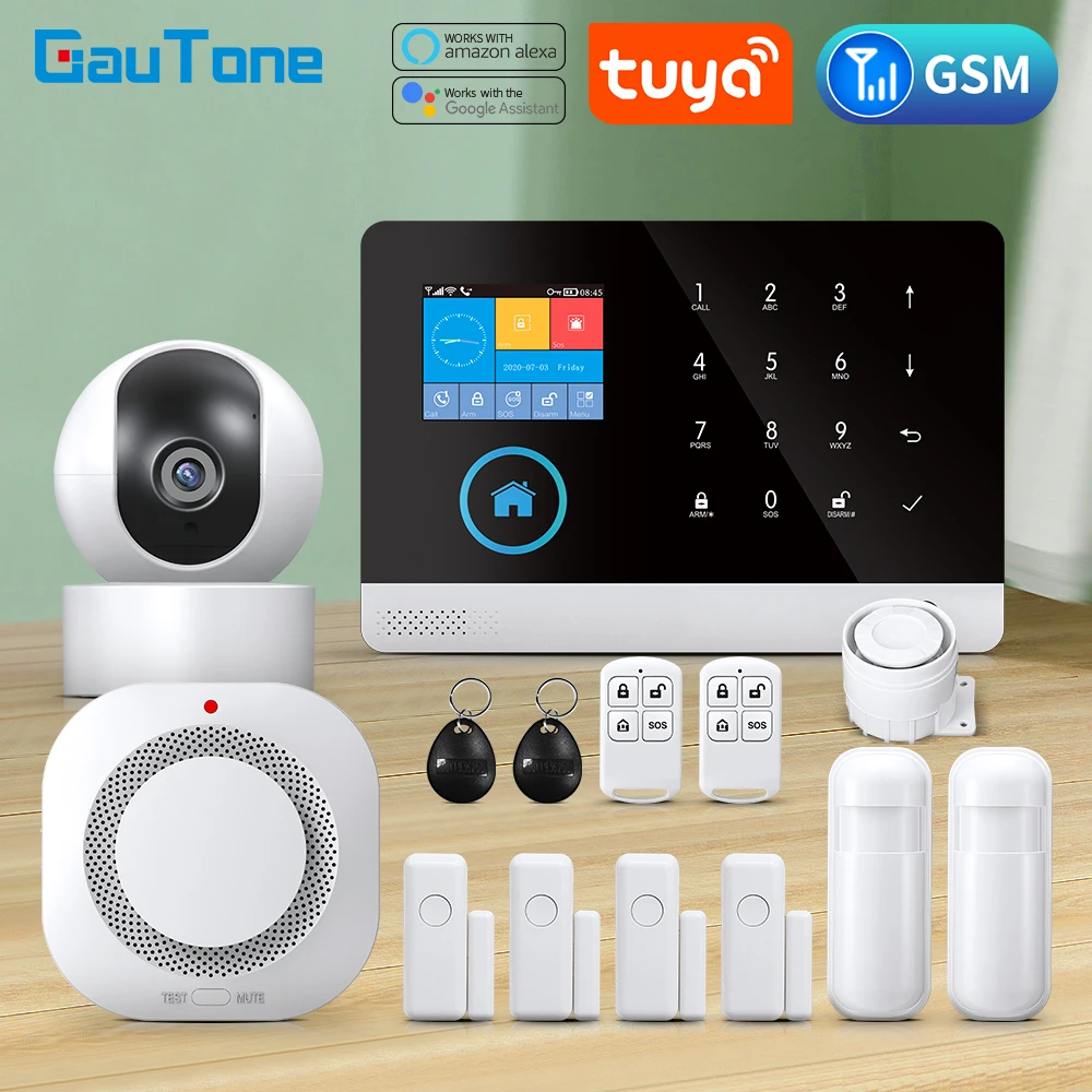 Wireless Gsm Fire Alarm System Panel Smart Life App Control Work With Alexa