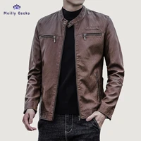 meilly gecko fashion 2022 glossy leather jacket plus size 4xl mens fall slim motorcycle leather jacketmen pu imitation male