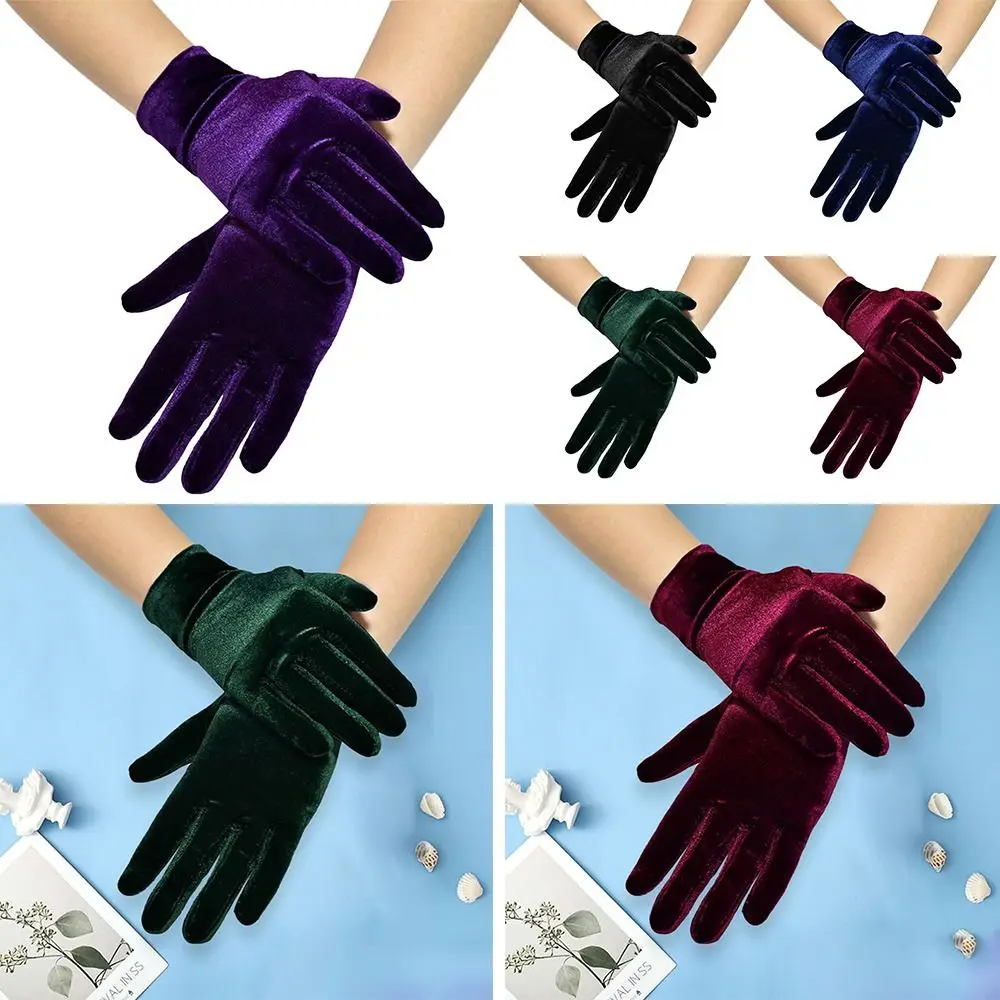 

Halloween Female Autumn Winter Solid Color Mittens Full Finger Warm Gloves Velvet Full Finger Gloves