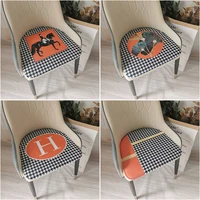 modern houndstooth horseshoe shaped leather chair dining chair cushion american light luxury orange sofa pineapple chaircushion