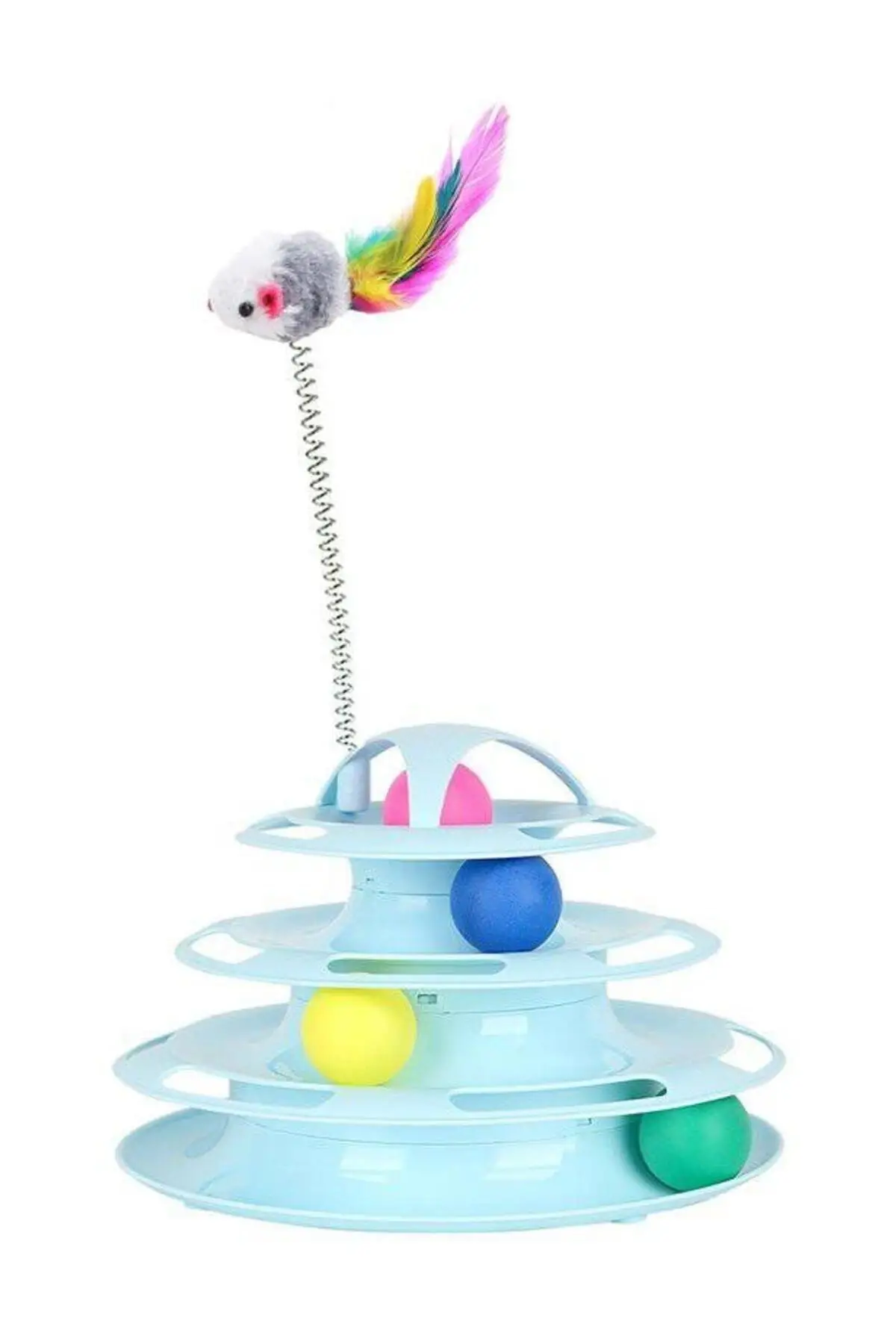 

Игрушки для домашних животных, кошек, башня треков, 4-этажный домик, круглая игрушка для кошек, 24x13 см (синий)