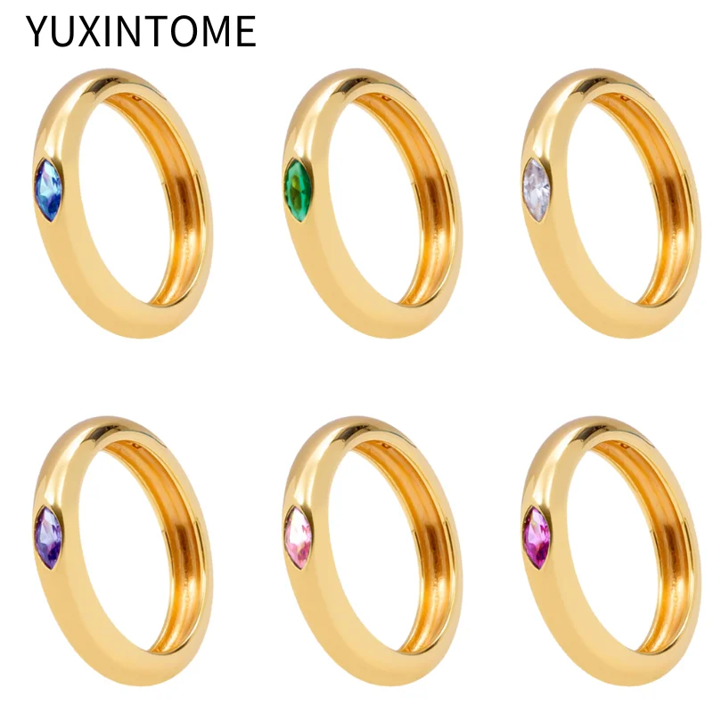 

Simple 3mm 24K Gold Plated Crystal Wedding Rings for Women Gold Smooth Ring Fashion Engagement Party Jewelry Gift