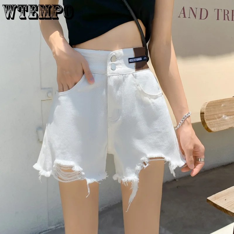 WTEMPO High Waist Denim Shorts Women Summer Loose Sexy Y2K Women Shorts Fashion StreetWear Casual Shorts Jean Shorts