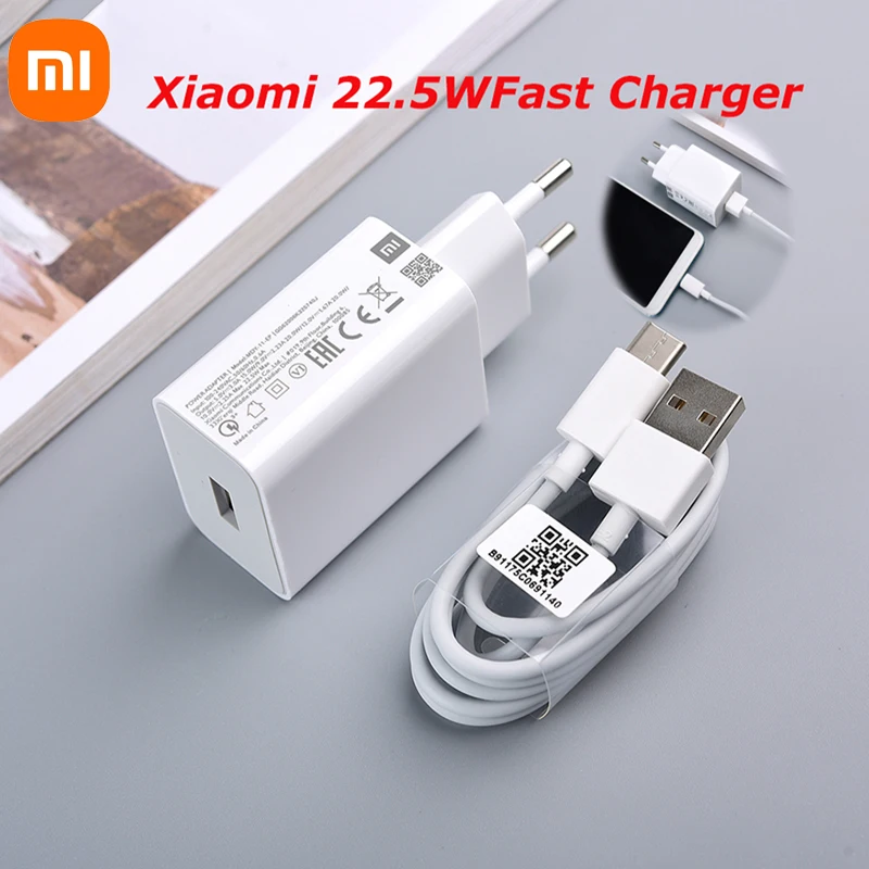 

Оригинальное быстрое зарядное устройство Xiaomi 22,5 Вт, QC 3,0, адаптер 100 см, USB-кабель типа C для MI 10, 10T, CC9 Pro, Redmi K20, Note 9S Pro