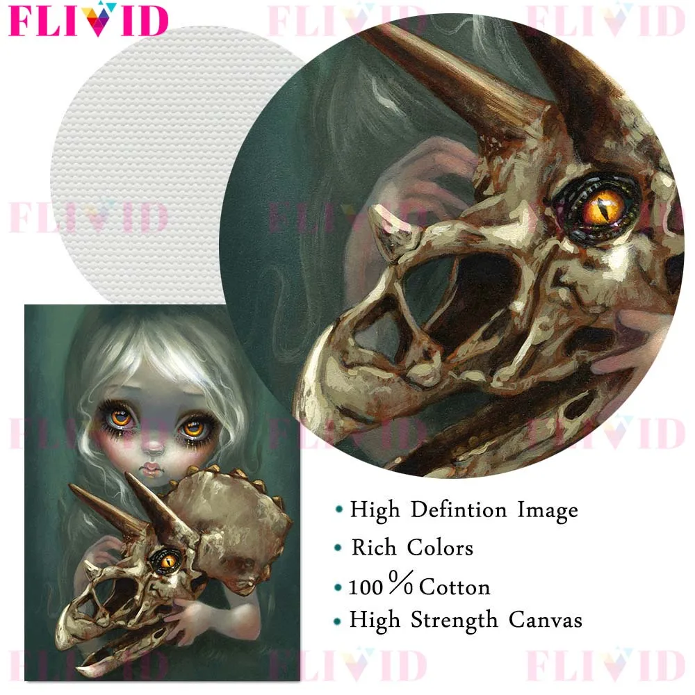 Задуманный милый Единорог фея и большой глаз девушка настенная Картина на холсте