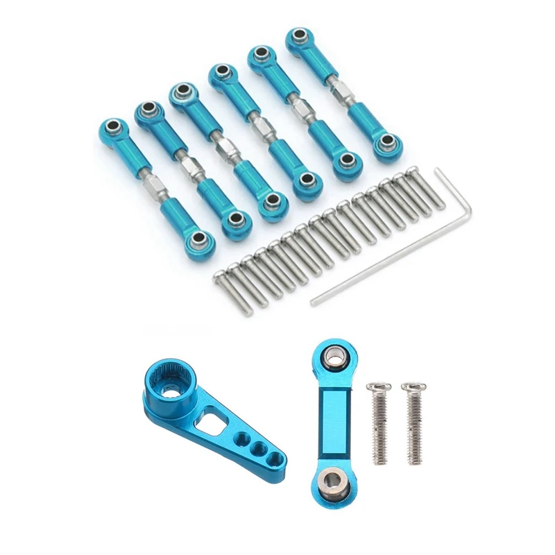 

6 шт., металлические тяги для Wltoys A949, тяговый стержень, сервопривод и 1 комплект для Wltoys 1/18 K929, металлический рулевой серворубок 25T