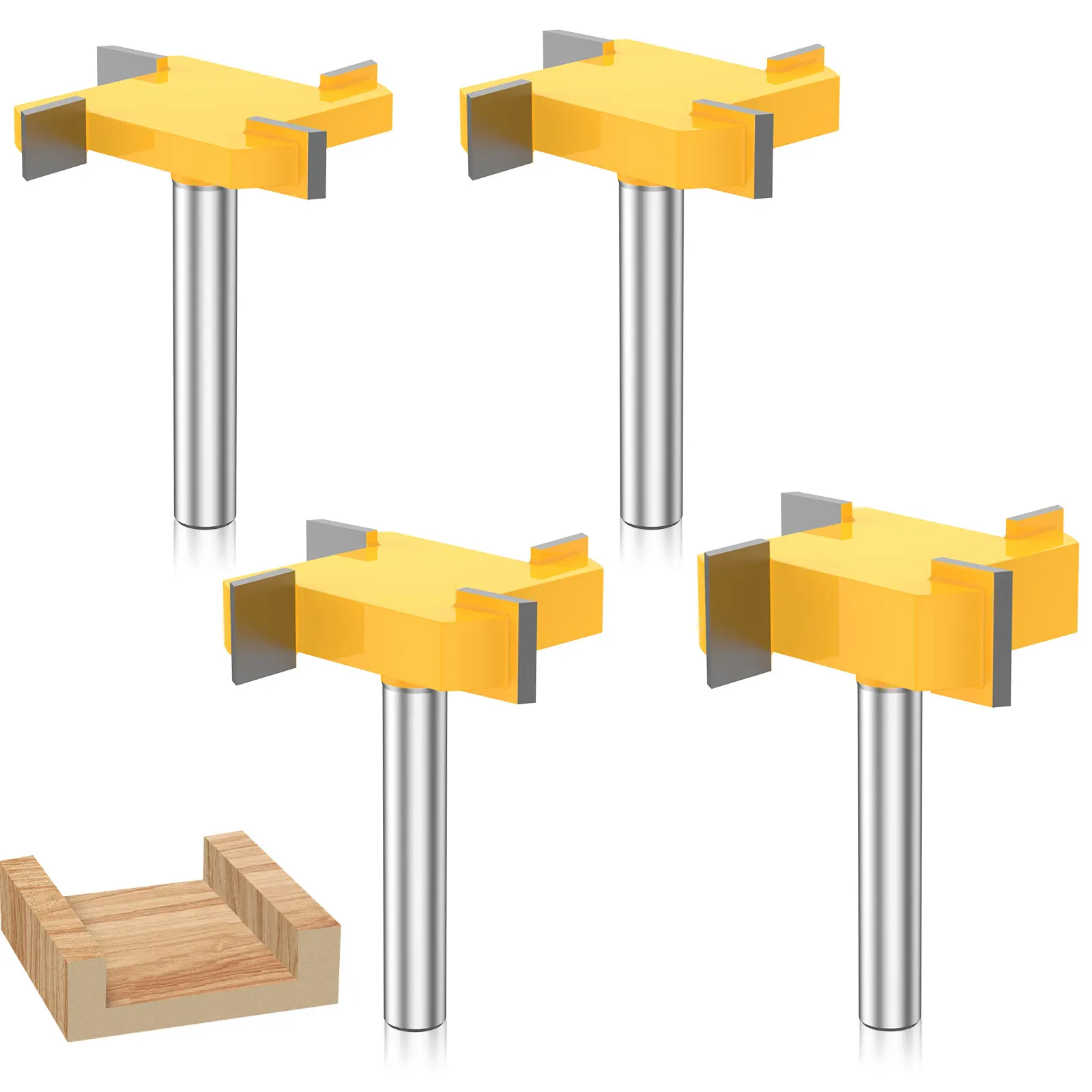 

Фреза ЧПУ с хвостовиком 1/4 дюйма, комплект насадок для фрезерного станка, стальная 4-крыльная деревообрабатывающая плита, плоский фреза, насадка для строгального станка по дереву, 4 шт.