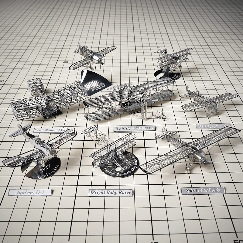 

3D Metal Alloy DIY Handmade Assembled Model Aircraft Skeleton Model Santos Dumont Bleriot Airplane Puzzles for Adults Gift Toys