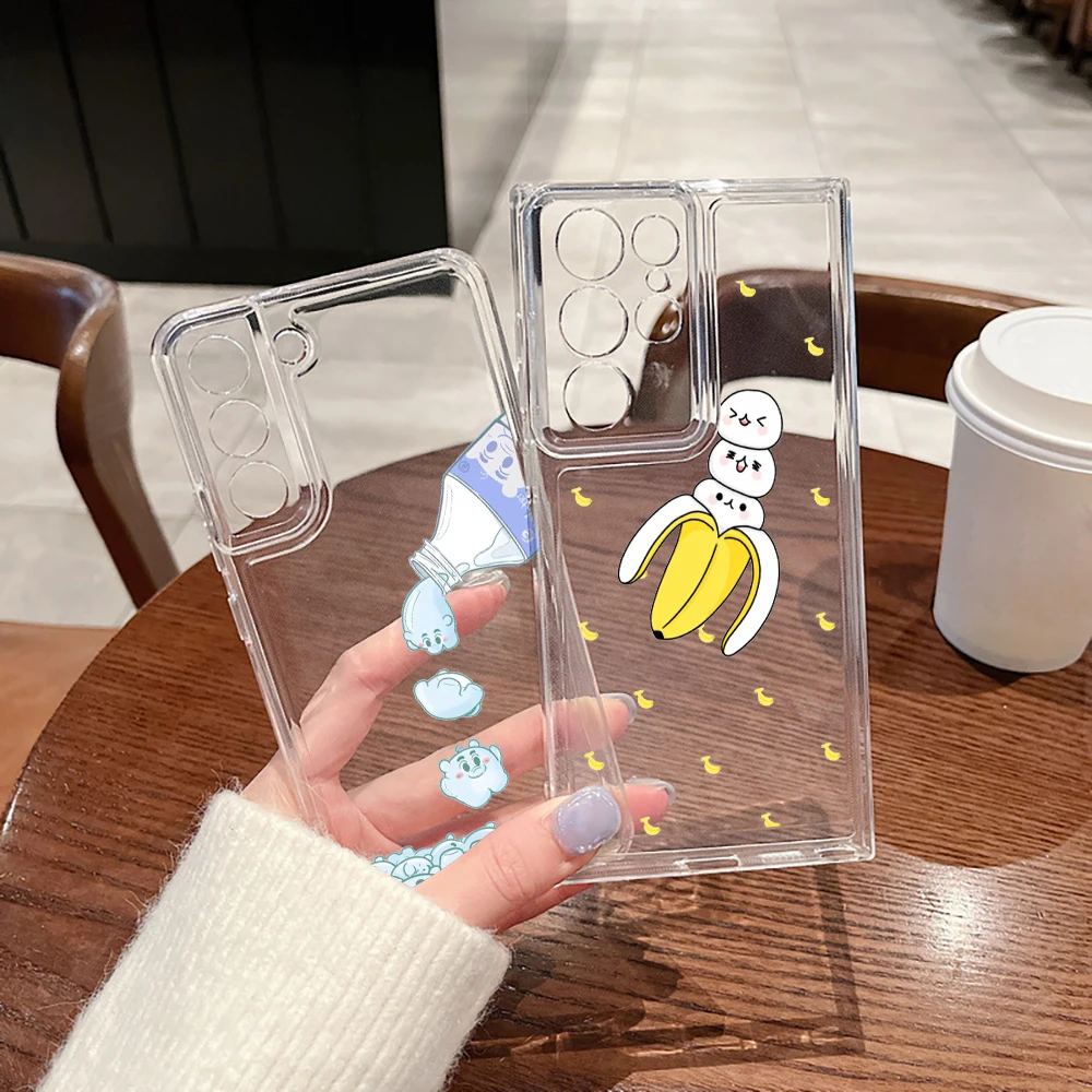

Cartoon Banana Phone Case For Samsung Galaxy S21 FE S22 Plus Cases For Galaxy S23 Ultra S22Ultra Transparent Soft Silicone Cover