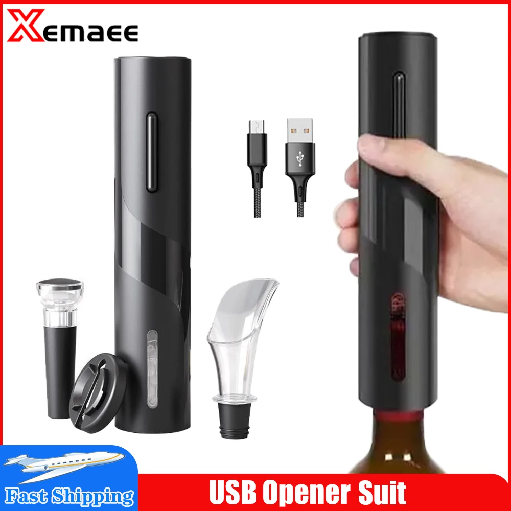 

Rechargeable Electric Wine Bottle Opener Foil Cutter Automatic Corkscrew with USB Charging Cable Suit for Kitchen Bar Can Opener