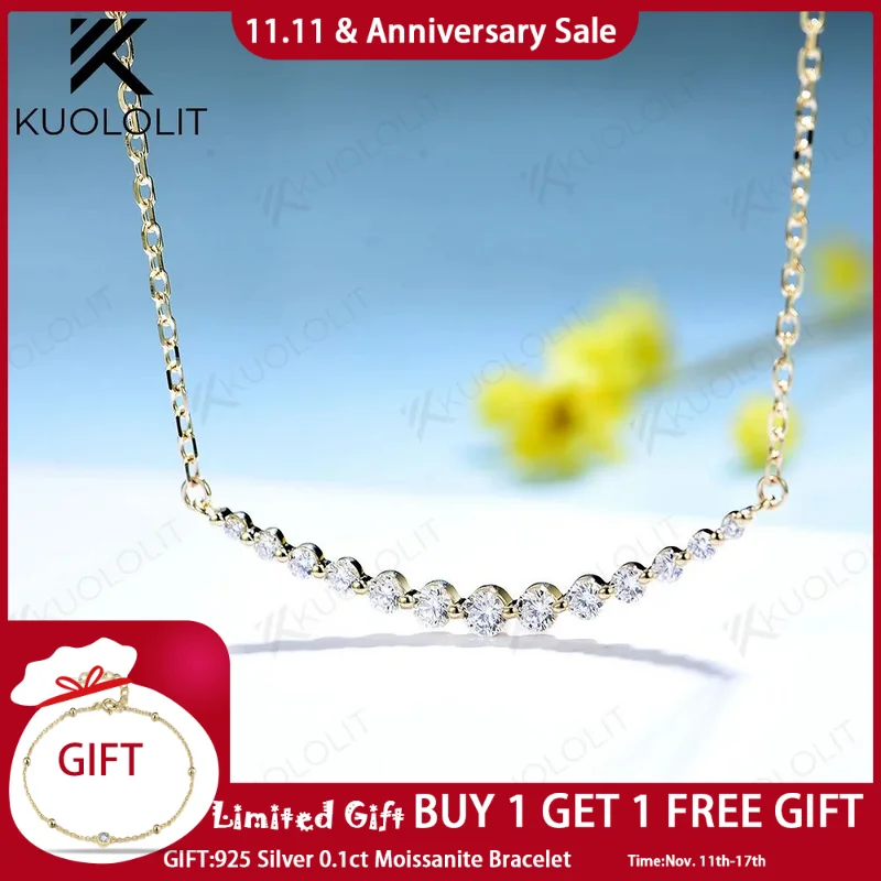 

Kuolit 0.55CTW лабораторные ожерелья с бриллиантами для женщин Твердые 10K 14K 18K 925 Серебряная подвеска с цепочкой для помолвки Рождество