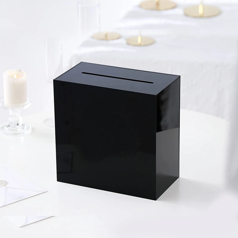 Wedding Black Acrylic Box Perspex Monetary Gift Box Lucite Ballot Box