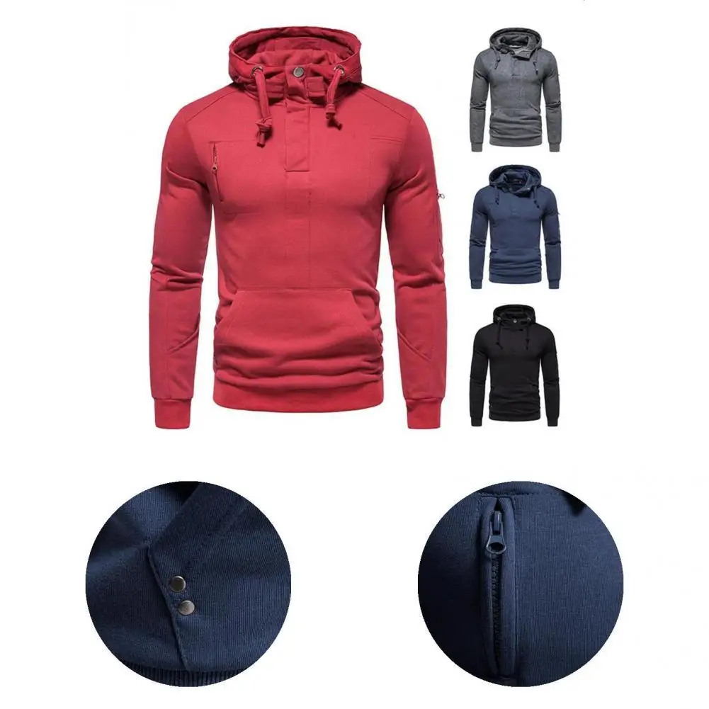 

Great Stitching Fashion Slim Spring Sweatshirt Single Button Hoodie Pullover for School