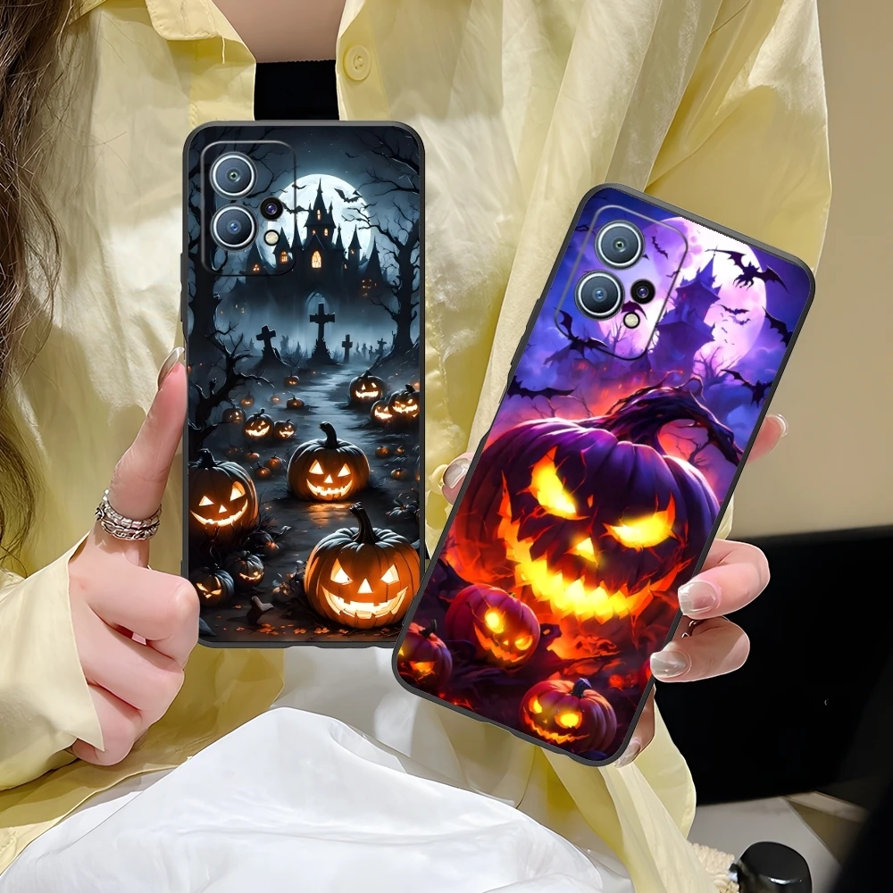 Хэллоуин Тыква Чехол для мобильного телефона Huawei P60 P50 P40 P30 P20 P10 P9 P8 Pro Lite Plus Черный