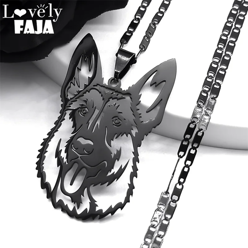 Ожерелье С Подвеской В Виде Немецкой Овчарки Для Мужчин Черная Длинная Цепочка