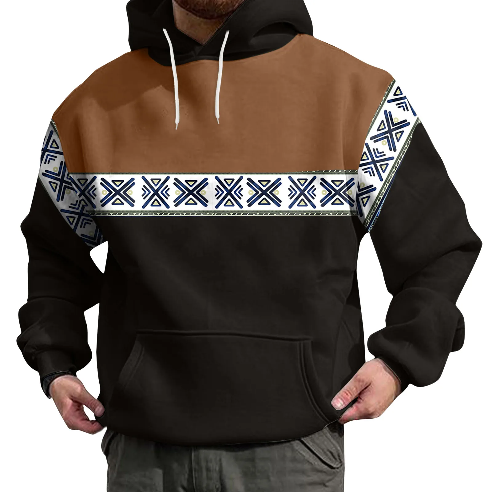 

Men Winter Spring Casual O Neck Long Sleeve 3D Printed Hooded Sweatshirt Top Blouse Mens Zipper Tops