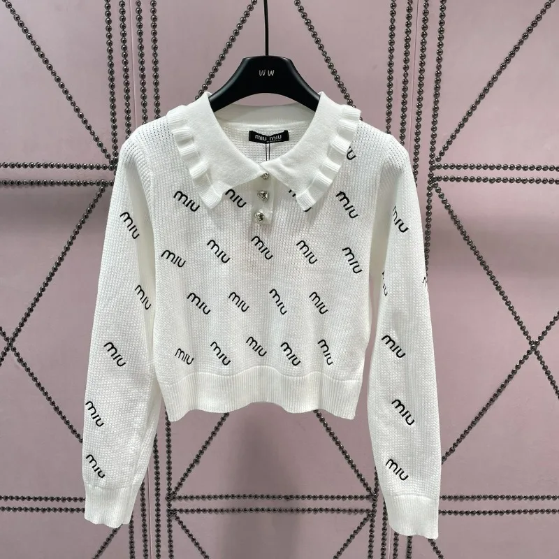 

Женский однобортный Кардиган с вышивкой, элегантный Шикарный джемпер в Корейском стиле с длинным рукавом, Осень-зима