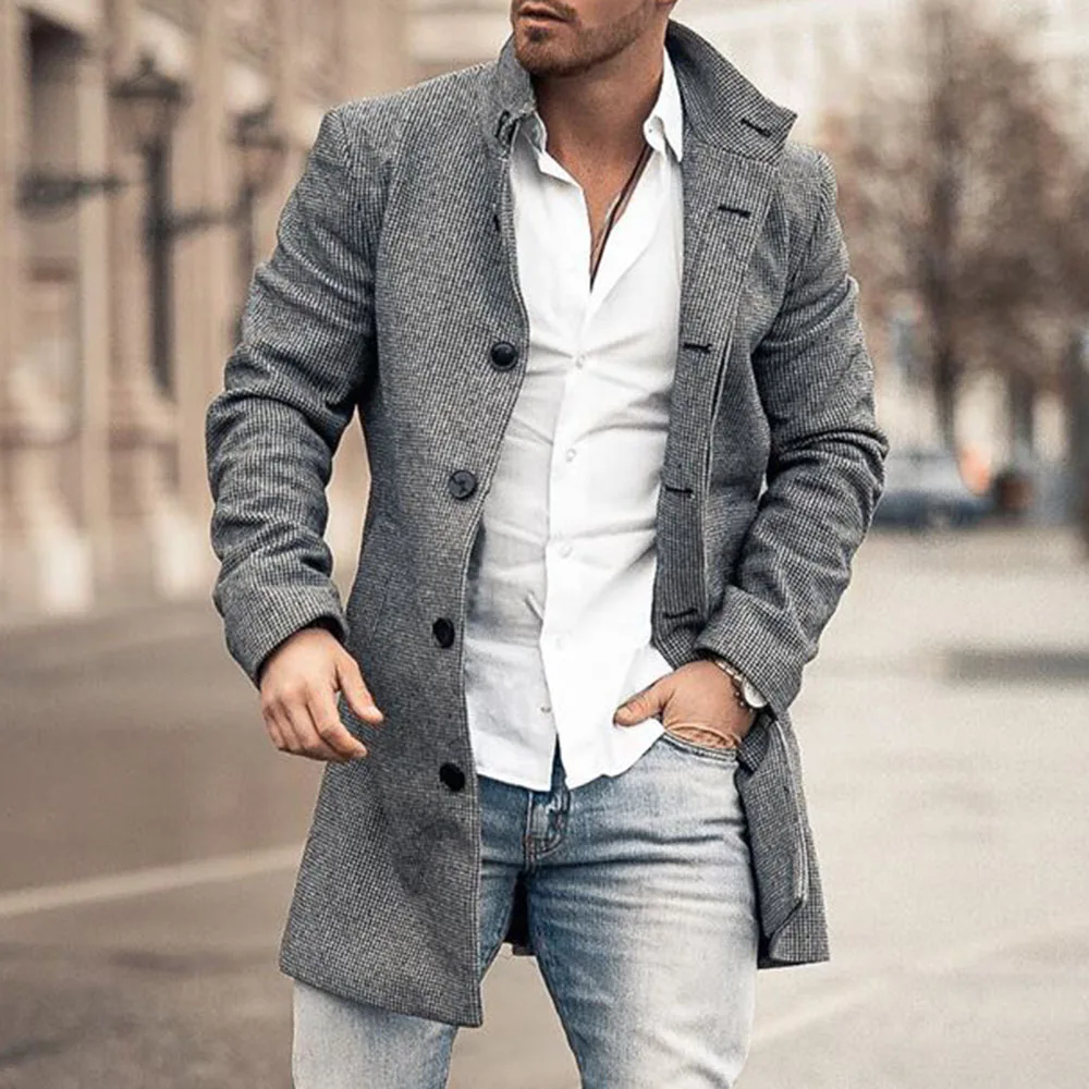 

Men's Long Jackets Autumn Long Sleeve Button Casual Winter Outerwear