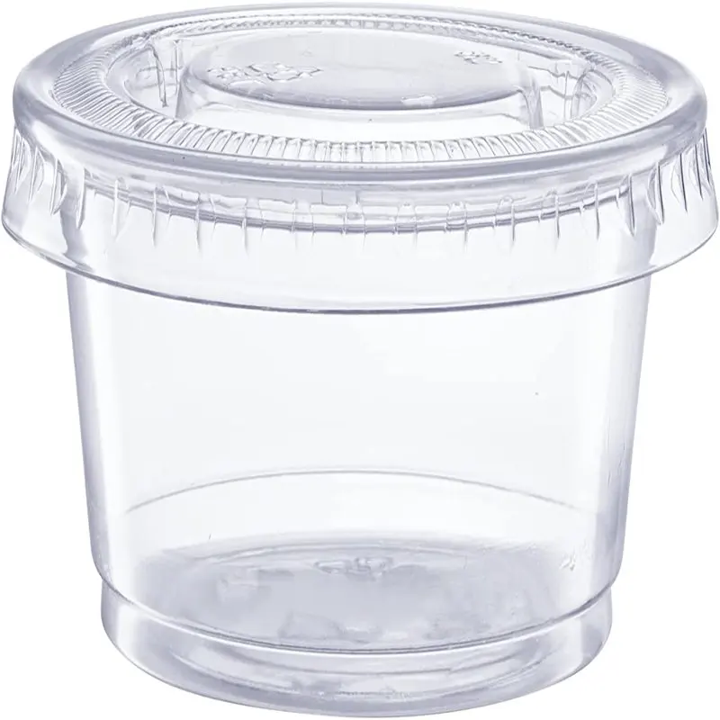 

Plastic Cups with Lids 2 Oz Mini Cups for Jello & Souffle, 200-Pack