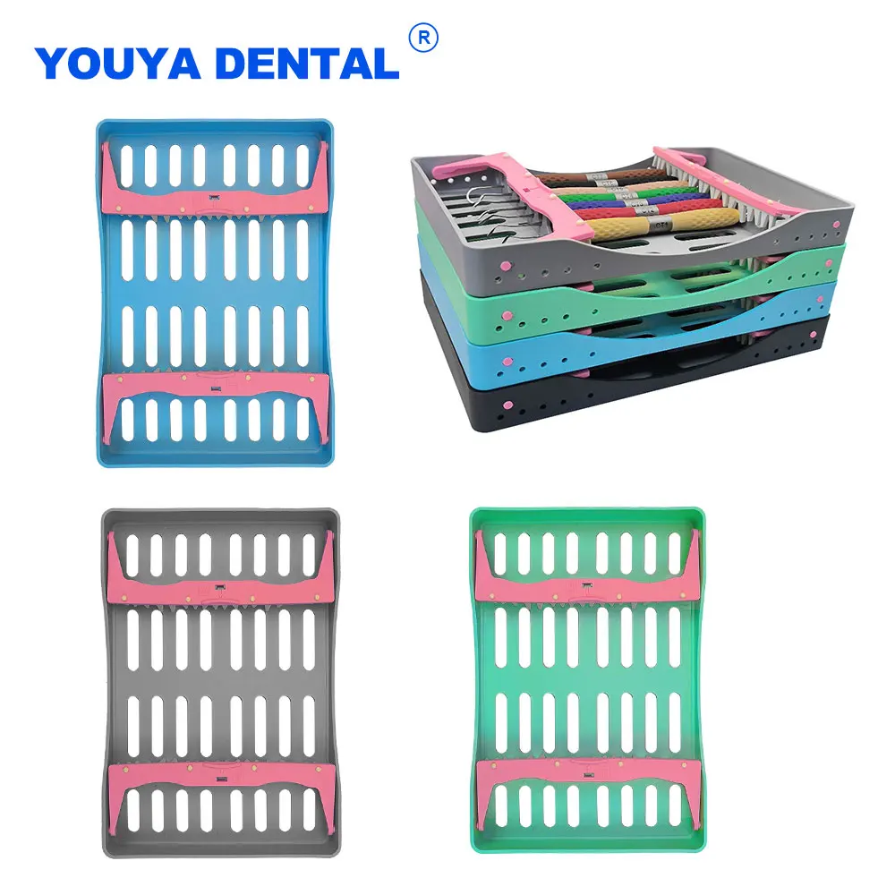 

10 Holes Dental Sterilization Box Dentist High Temperature Autoclavable Rack Composite Resin Filler Spatulas Placing Case