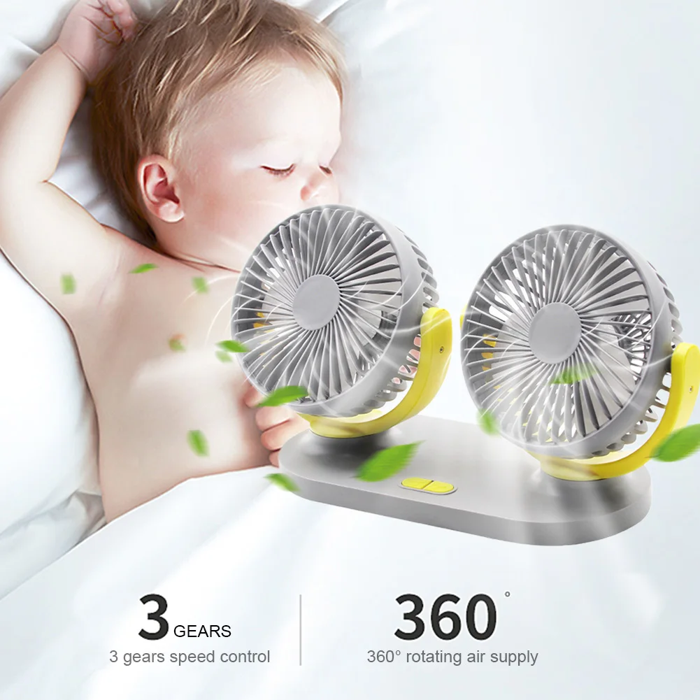 

USB Auto Ventilation Fan 360 Adjustable Electric Car Cooler Low Noise Electric Cooling Fan 12/24V for Automobile Home Office Use