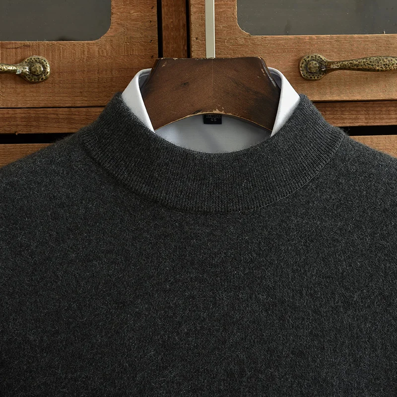 Зимний свитер из чистого кашемира с полувысоким воротником мужской кашемировый