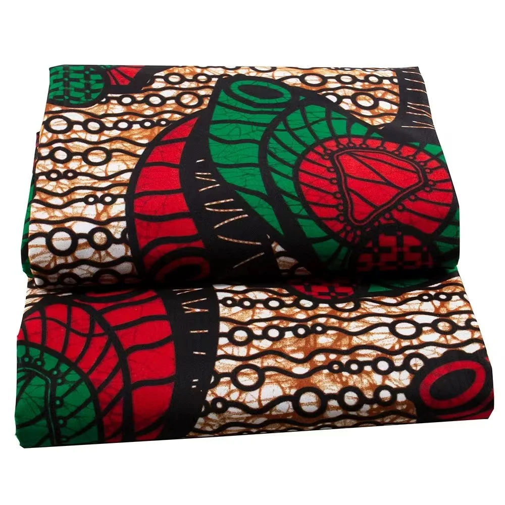 

Африканская ткань с принтом из Анкары, ткань из полиэстера, ткань «сделай сам» для шитья, платья, одежды, аксессуары для рукоделия, Высококач...