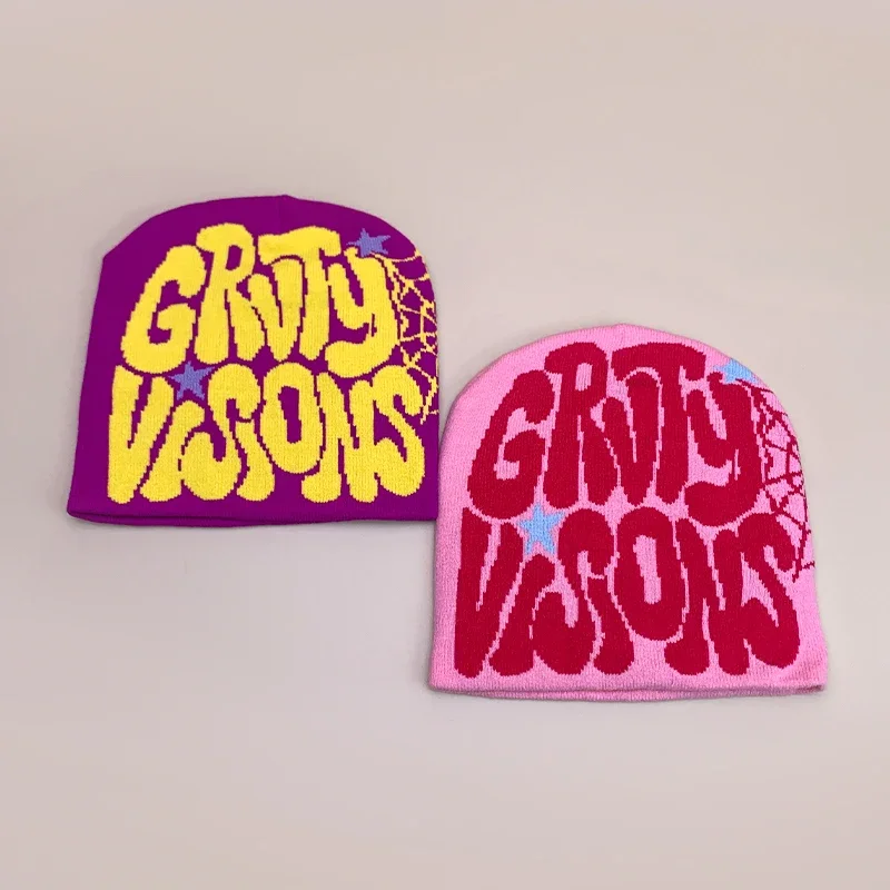 Шерстяные вязаные шапки с надписью Web осень и зима жаккардовые теплые удобные в