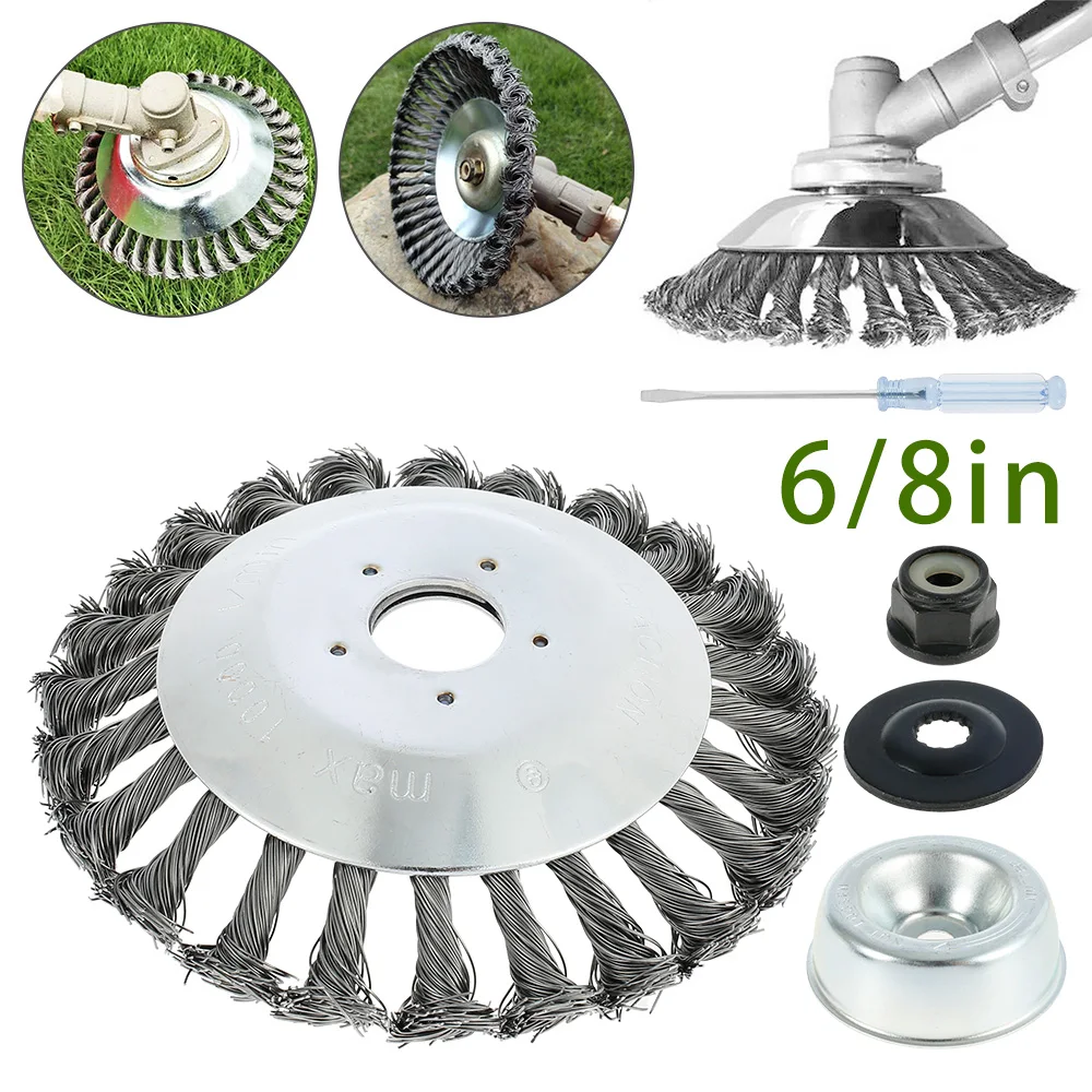 

8inch Steel Wire Trimmer Head Grass Brush Cutter Dust Removal Weeding Plate Gearbox Fixing Kit for Garden Remove Weed Moss