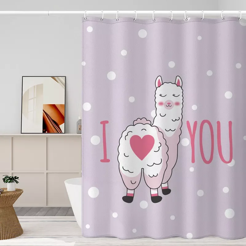 

Alpaca Print Shower Curtain Bathroom Waterproof Polyester Shower Curtain Partition Curtain Shower Curtain with Hook Baño