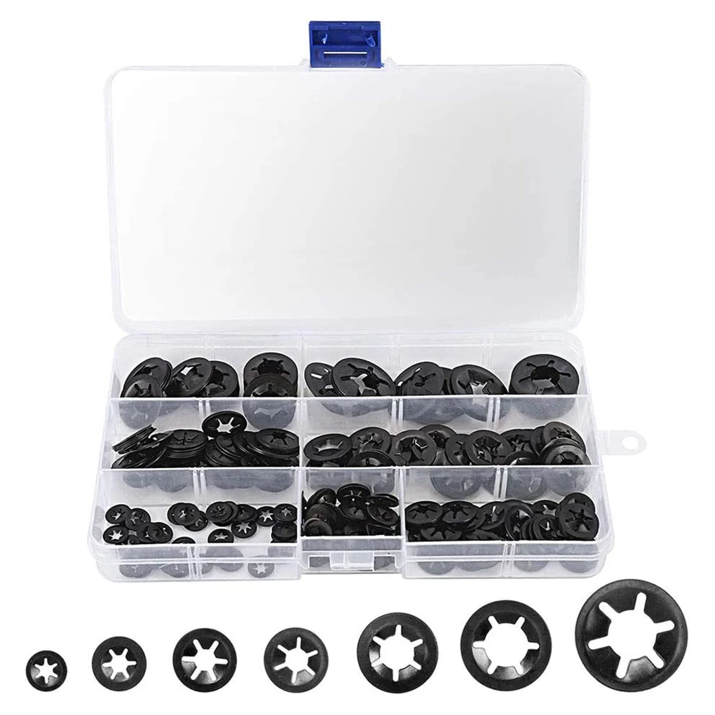 

260 Pieces/Set Steel Round Shaft Push-on Type Fastener Electrical Photography Stationery Computer Fix Washer Retainer