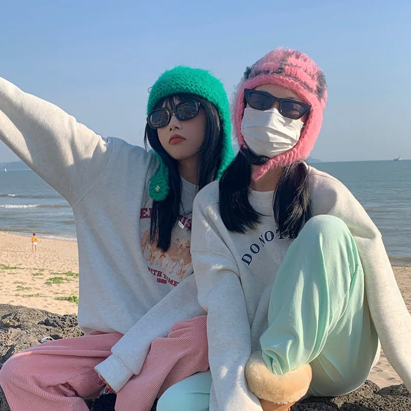 

Winter Harajuku Y2k Beanies Knitted Hat Women Fashion Warm Thick Gorro Men Hip Hop Pin Hole Skullcap Hat Unisex Basic Cap