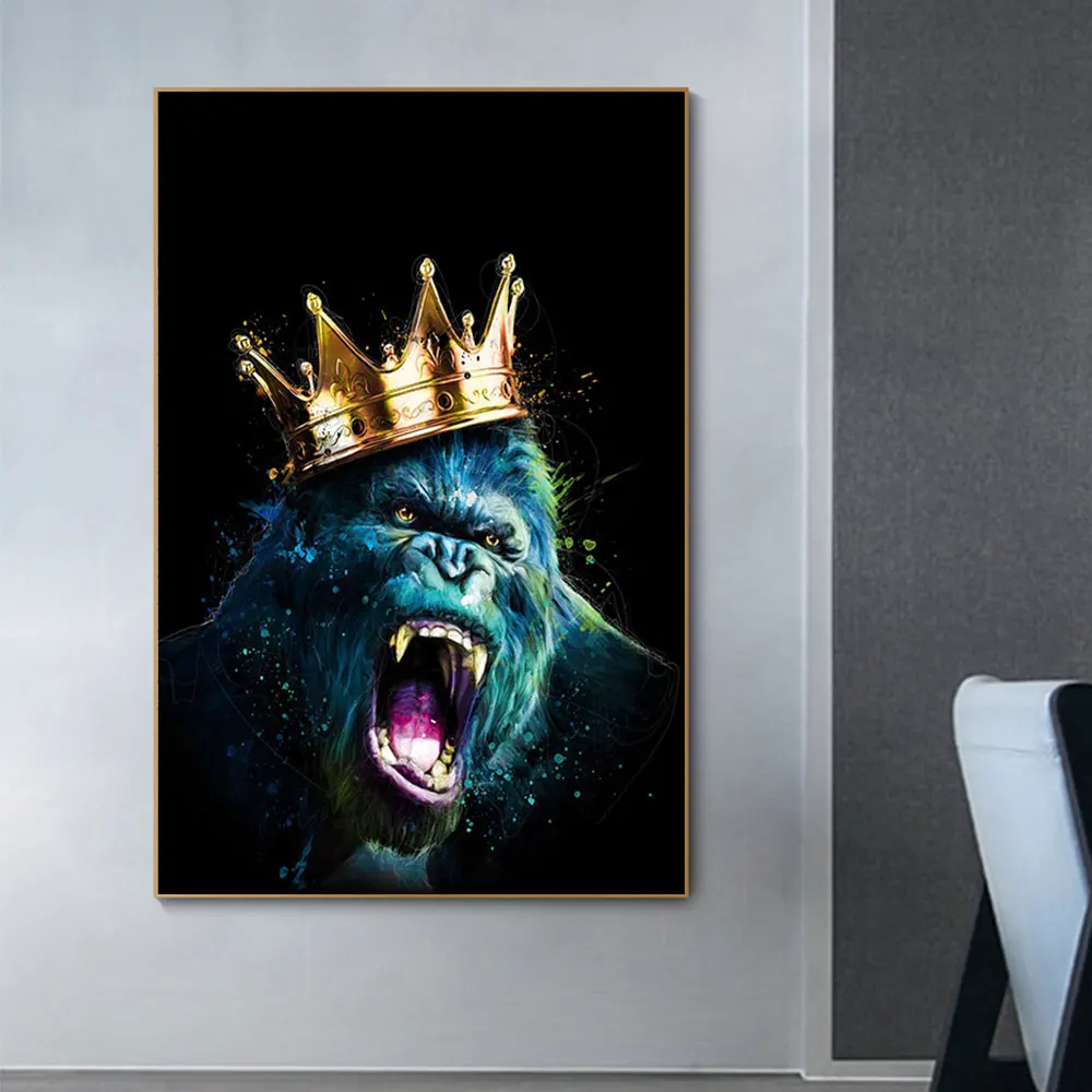 

Abstract Animal Smoking King Gorilla Monkey Poster and Prints Canvas Wall Painting Art Pictures For Living Room Home Gifts Decor