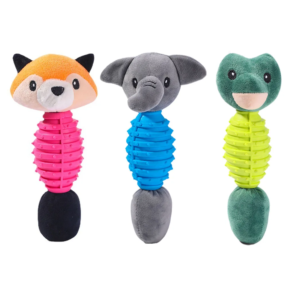 

Bite Resistant Plush Toys Cute Animal Shape Pet Molar Squeaky Whistling Involved Squirrel Toys Puppy Squeak Interactive Chew Toy