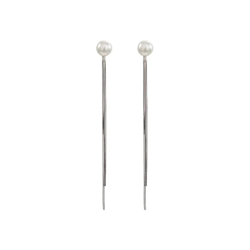 

925 sterling silver pearl fringe earrings for women with high-end sense of niche fashionable temperament earrings simple studs