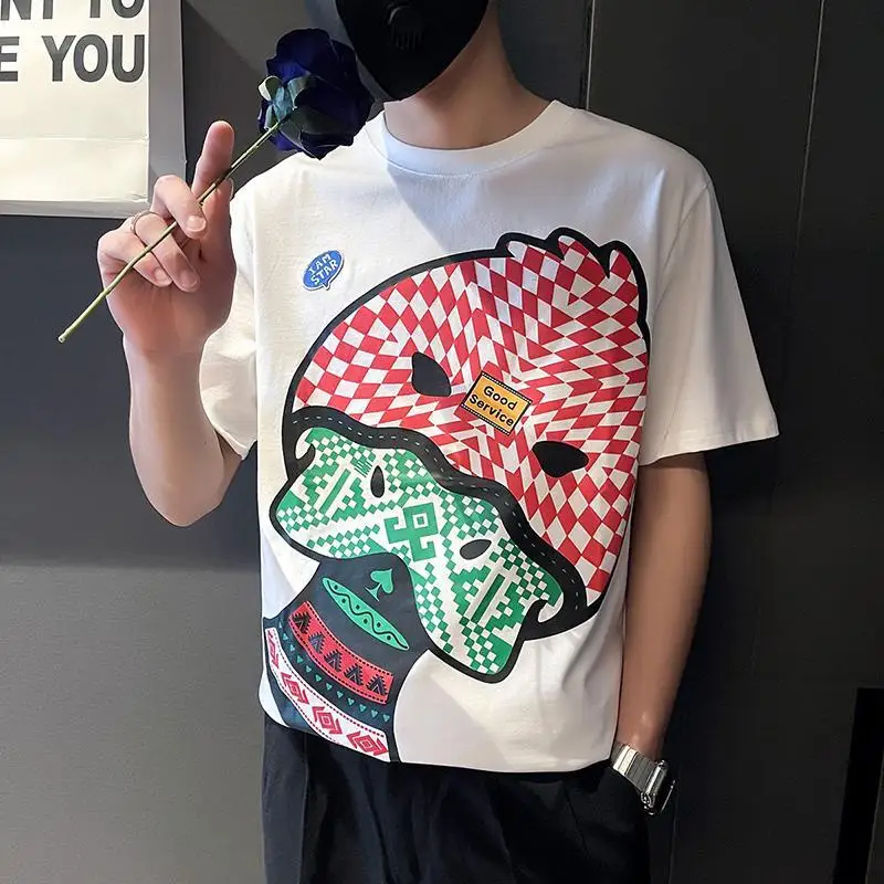 

Clothing Streetwear Rock Hip Hop Loose Graphic Mens Tee Shirts Funny Top T Shirt for Men Elastic Party Watercolor Polyester Chic