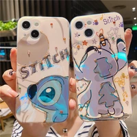 disney glitter stitch phone cases for iphone 13 12 11 pro max xr xs max x 78plus couples all inclusive shockproof soft shell
