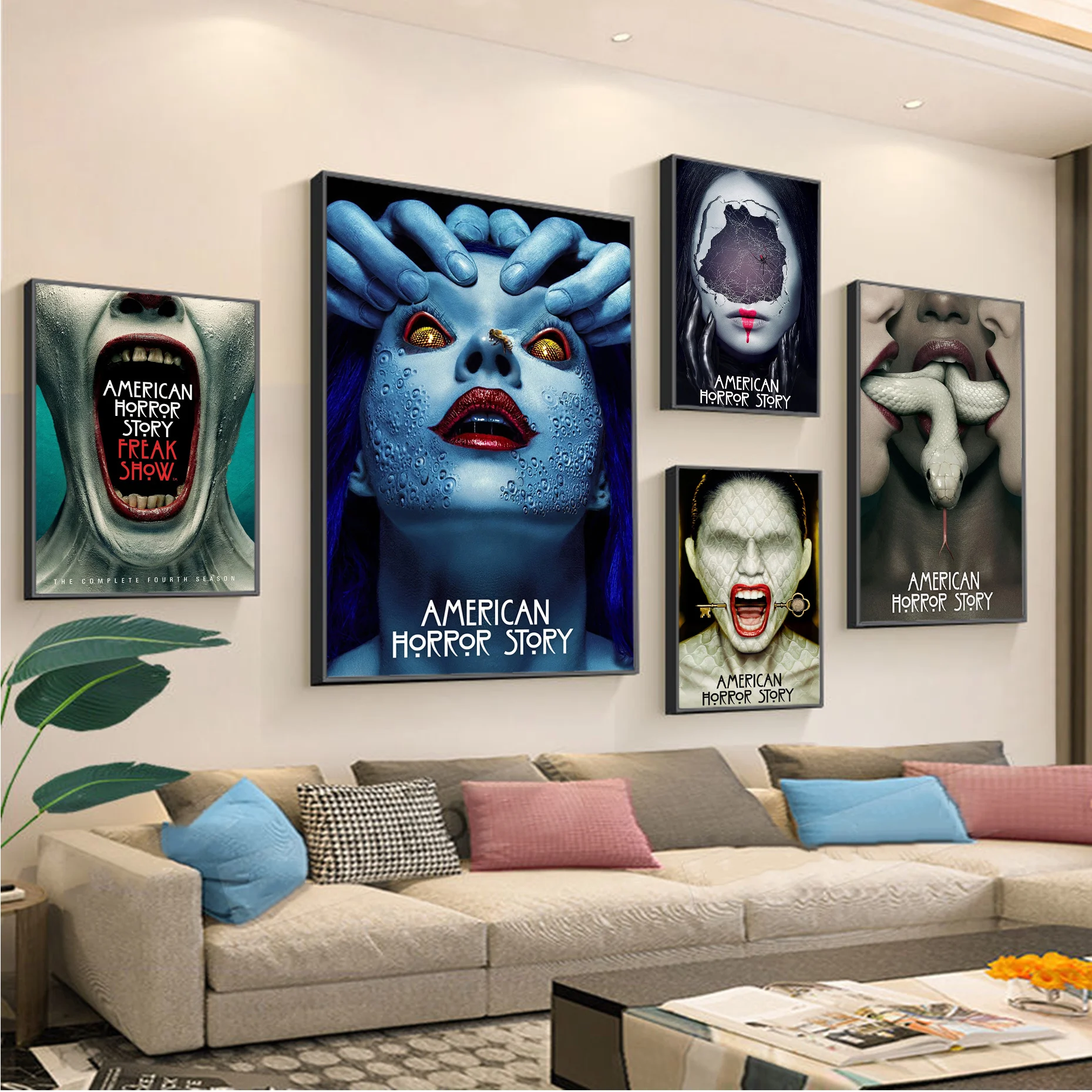 

TV Show AHS Posters Retro Kraft Paper Prints American Horror Story Vintage Home Room Aesthetic Art Wall Decor Painting Pictures