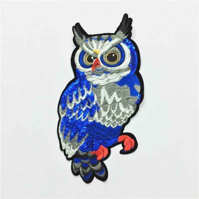 

1Pcs Sequins Embroidered Owl Patches Sew on Embroidery Stickers DIY Patch Clothing Appliqued Badges