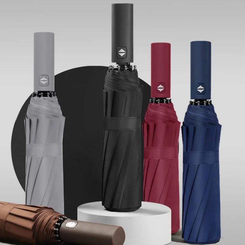 

Лидер продаж, автоматический зонт с цветной ручкой и 12 отверстиями, большой Ветрозащитный складной зонт для мужчин и женщин, деловой зонт