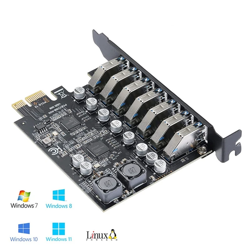 

USB 3.0 PCI Express Adapter PCI E To 7 Ports USB 3 Expansion Adapter Card USB3.0 Pcie PCI-E X1 Converter For Desktop