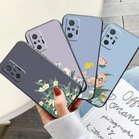watercolor painting flowers and plants phone case for xiaomi redmi note 10 10x 10t 10s 9 9t 9a 9c 9s 9 pro soft black back